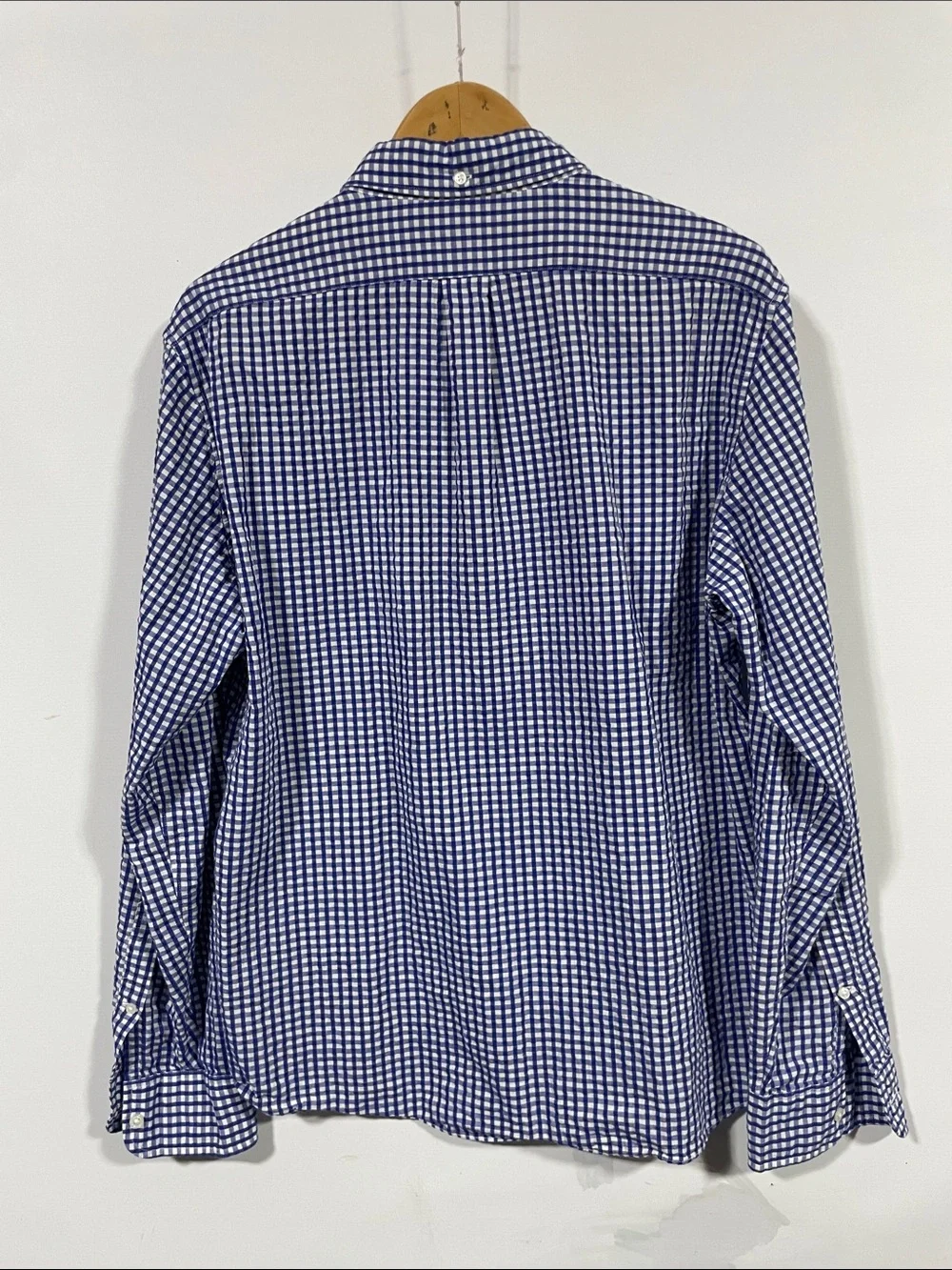 J. Crew Men's Navy and White Gingham Button-Down Shirt
